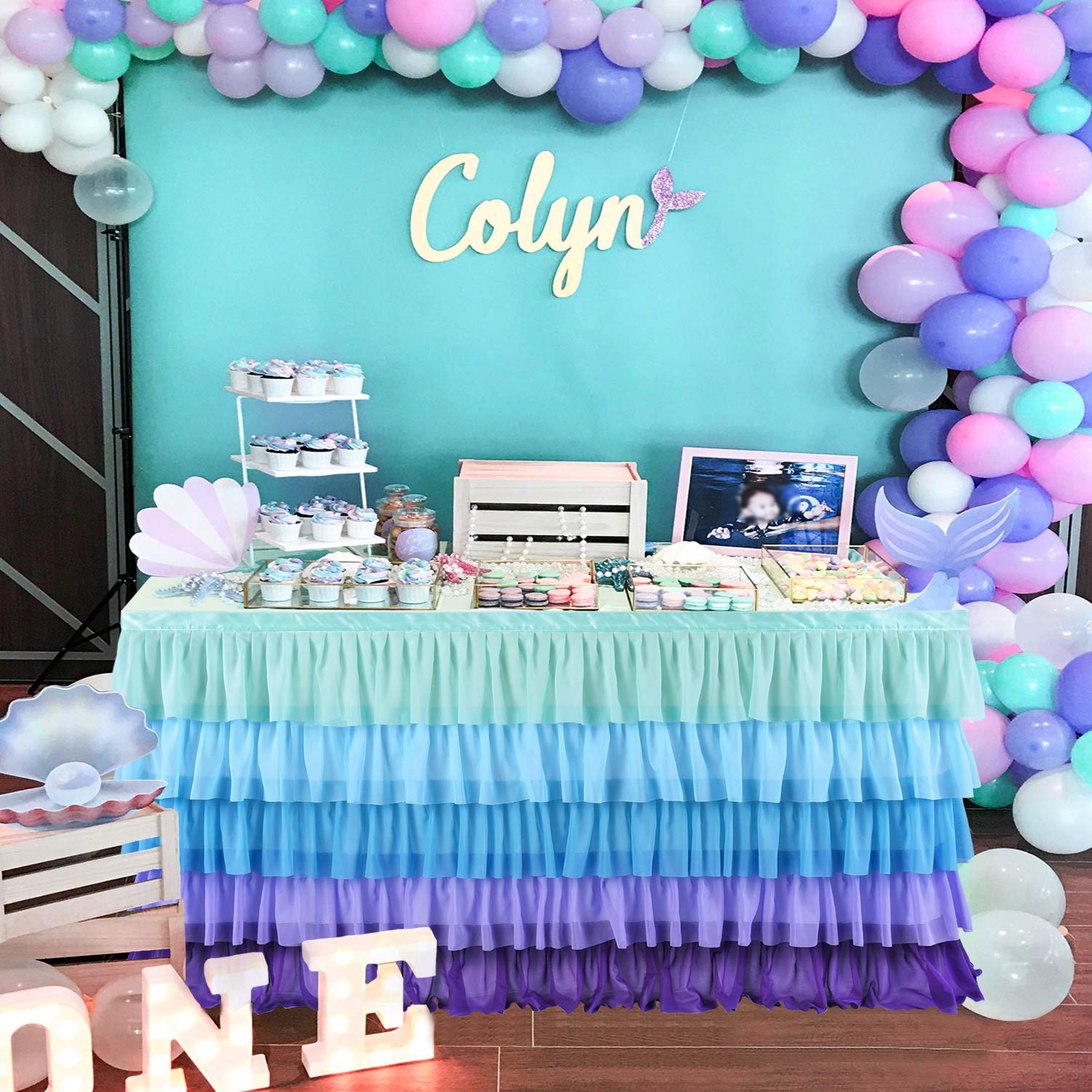 Gonna Da Tavolo In Tulle - Per Matrimoni, Baby Shower, Bianca, 9FT (275cm) - Foto 8