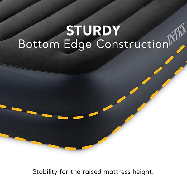 INTEX RAISED AIRBED MATTRESS WITH BUILT-IN PUMP, DURA-BEAM PLUS PILLOW, TWIN – PORTABLE INFLATABLE LUXURY BLOW-UP BED FOR ADULTS, CAMPING, GUESTS