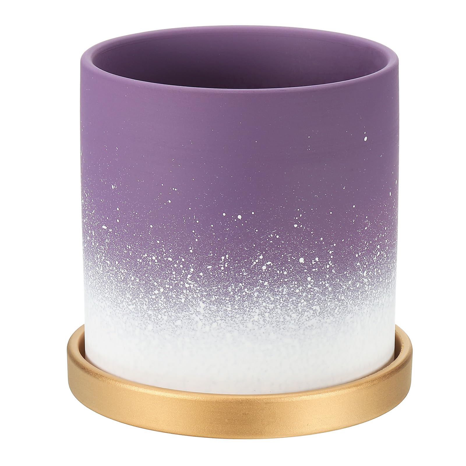 PATIKIL 5.12 Inch Ceramic Plant Pots, Modern Flower Planters Gradient with Drainage Holes for Decorate Home Indoor Plants Succulent Herb, Purple