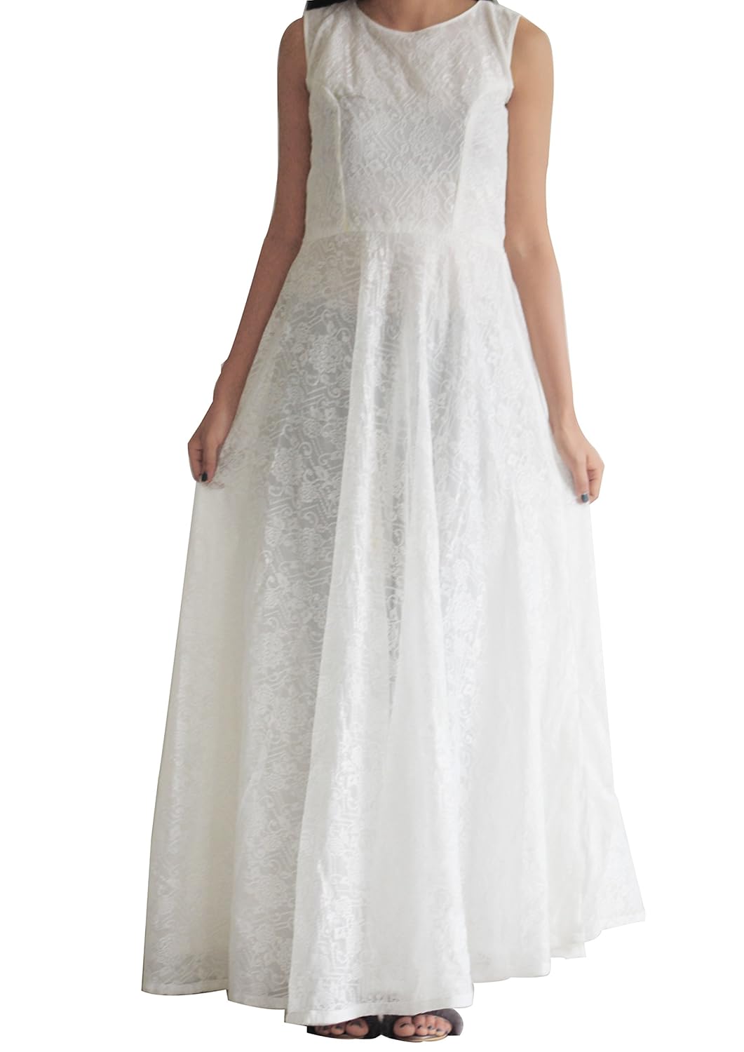 white net lace gown