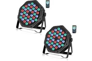 ZKEEZM 36 Led Stage Lights - DJ Par Lights, RGB Party Lights, 7 Colours Lighting with Sound Activated, Remote & DMX Control, DJ Uplighting for Parties, Birthday, Christmas, Bar, Wedding & Music Dance
