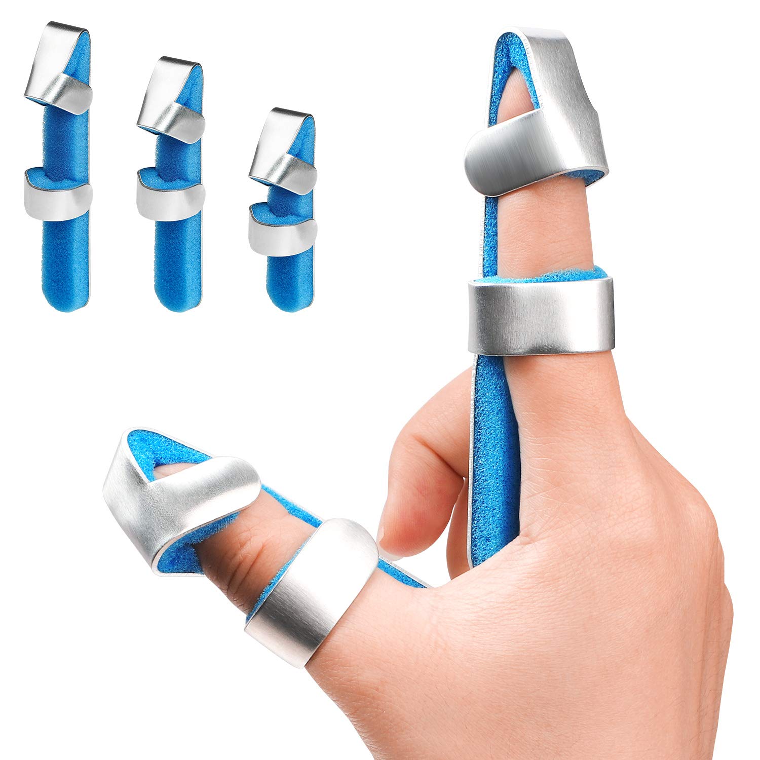 Photo 1 of Finger Splint Brace for Thumb Index Middle Ring Pinky, Metal Foam Broken Dislocated Finger Stabilizer, Aluminum Bendable Curved Mallet Wrap for Arthritis Pain Tendon Injury Immobilizer Knuckle