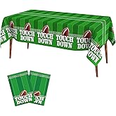 Football Tablecloth, Football Party Decorations 2 PCS Plastic Footballs Table Cloth Disposable Foot Ball Field Tablecloths Table Cover for Footballs Themed Party Supplies Birthday 54" X 108"