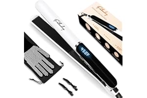 Fabuday Hair Straightener Flat Iron for Women - Fast Heat Up, Dual Voltage, LED Display, 12 Adjustabel Temp, Auto Shut Off Straightening Iron, Flat Irons for All Type Hair, 1'' Ceramic Plates