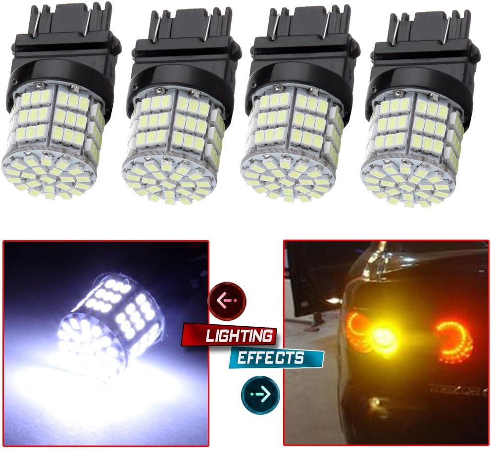 cciyu Pack of 4pcs White 3157 Epistar 6000K 3020 85SMD LED Lights Bulbs Replacement fit for 3157 Tail Brake Stop Light Lamp