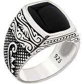 Genuine Solid 925 Sterling Silver, Black Onyx Stone Luxury Men's Ring