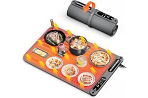 Firelex Food Warming Mat for Buffet, Silicone Plateful Food Warming Mat with Timer & 7-Temp Settings, 8s Fast Heat, keep food warm for Party, family dinners, Thanksgiving & Christmas Gift, Gray