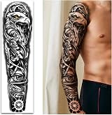 Kaieteur Waterproof Temporary Tattoos Full Arm 8 Sheets Half Arm 8 Sheets Men view 3