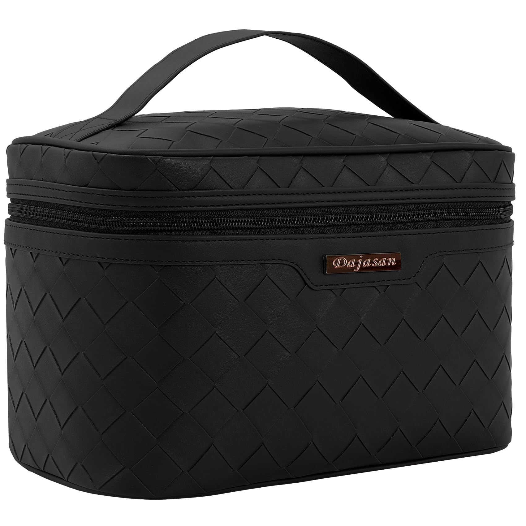 Photo 1 of Dajasan Makeup Bag Cosmetic Bag, Travel Makeup Bag, Large Capacity Makeup Organizer Case, Portable Travel Toiletry Bag for Women Girls, PU Leather Waterproof (Black)
