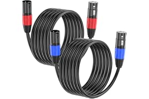 JOZZAI XLR Cable 10ft 2 Packs - Premium Balanced Microphone Cable with 3-Pin XLR Male to Female Mic Speaker Cable, Black, Pure Copper and Plated Conductors, PVC Jacket