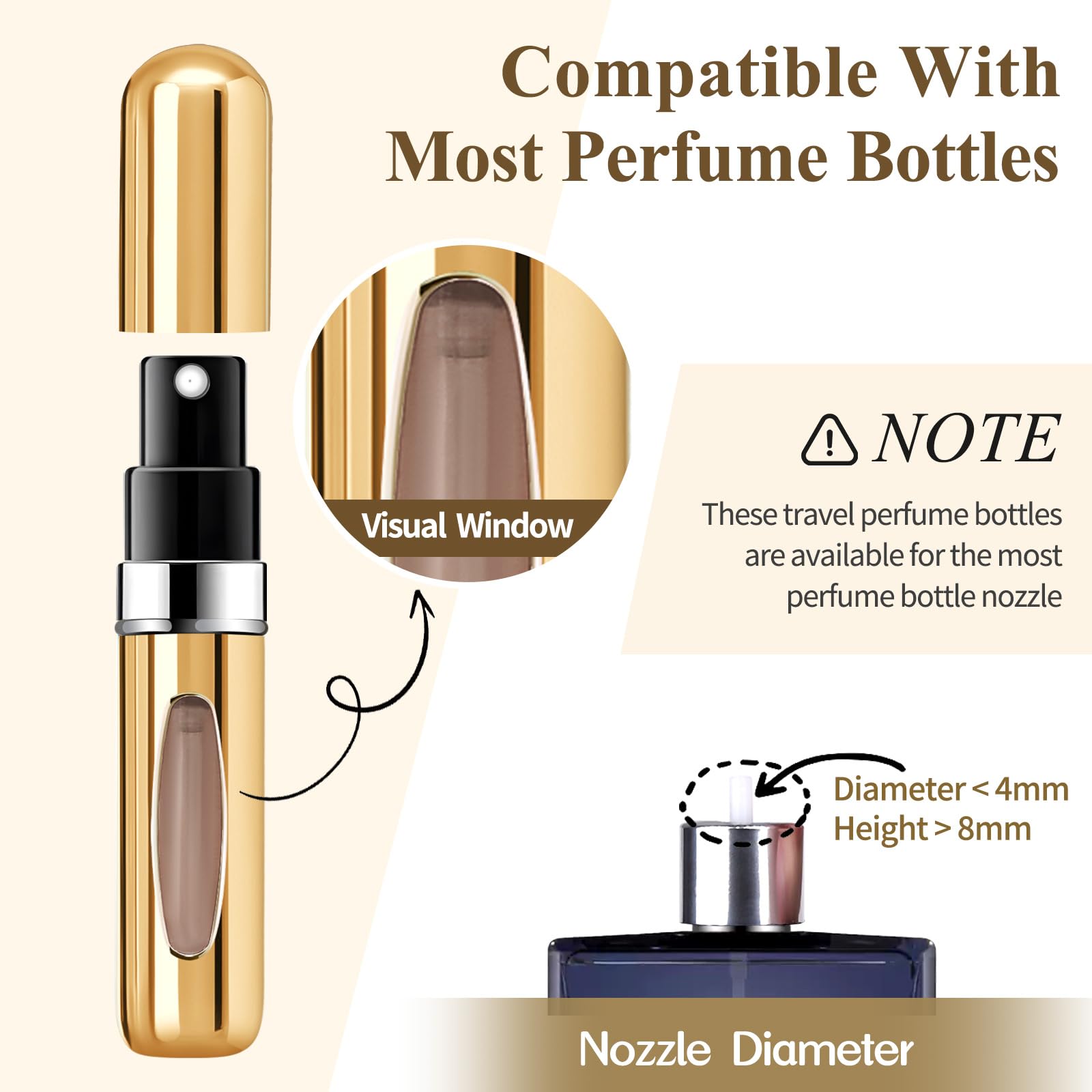 Portable Mini Refillable Perfume Atomizer Bottle Refillable Perfume,Travel Size, Spray Scent Pump Case(5ml,5 Pack)
