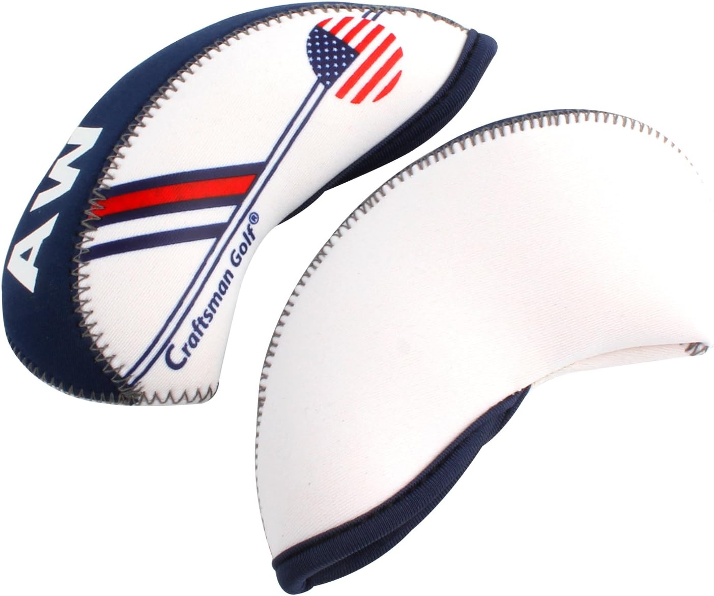 Craftsman Golf White & Blue US Flag Neoprene Golf Club Head Cover Wedge Iron Protective Headcover for Callaway, Ping, Taylormade, Cobra, Etc. : Sports & Outdoors