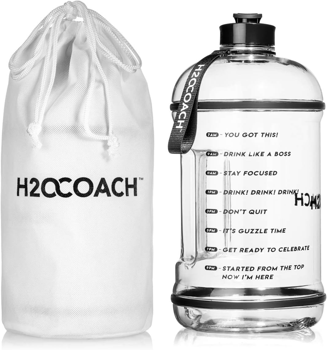 - 1 Gallon Hydration Jug with Time Marker & Measurements, BPA-Free Tritan Sports Drink Container, Motivational Daily Intake Tracker for Gym, Workout, & Fitness Routines (128 oz)