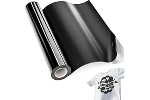 JAVIGA Black HTV Vinyl, 12" x 15ft Heat Transfer Vinyl Rolls, lron on Vinyl Black Compatible with Cricut All Machine, HTV Black for Shirts, DIY Heat Vinyl Design for Gift