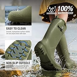 HISEA Women Rain Boots Slim Calf PVC Rubber Boot