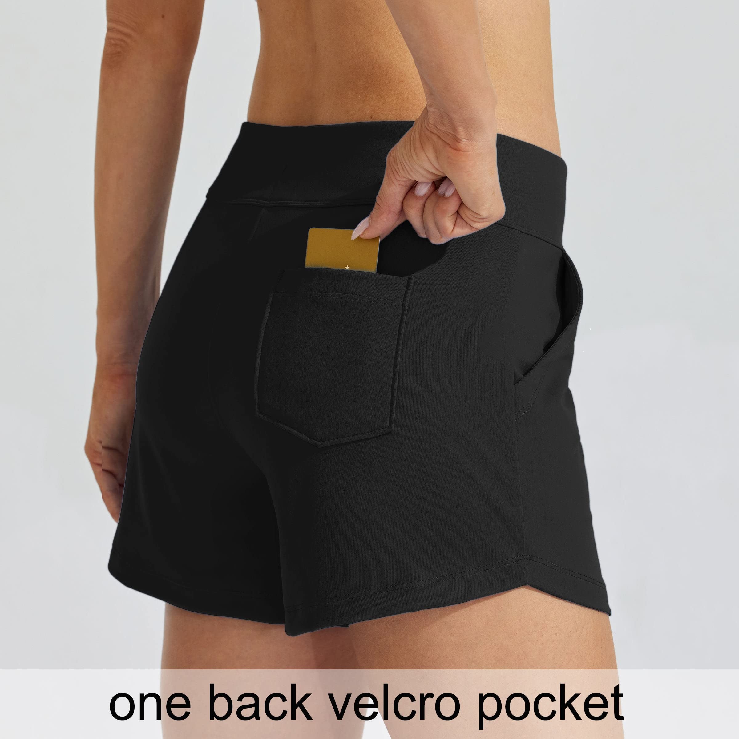 WILLIT Damen Badeshorts Swim Board Shorts Badehose Schwimmen Bottoms Tummy Control Bikini Shorts Beachshorts 3,5 Zoll mit Liner Schwarz M 3