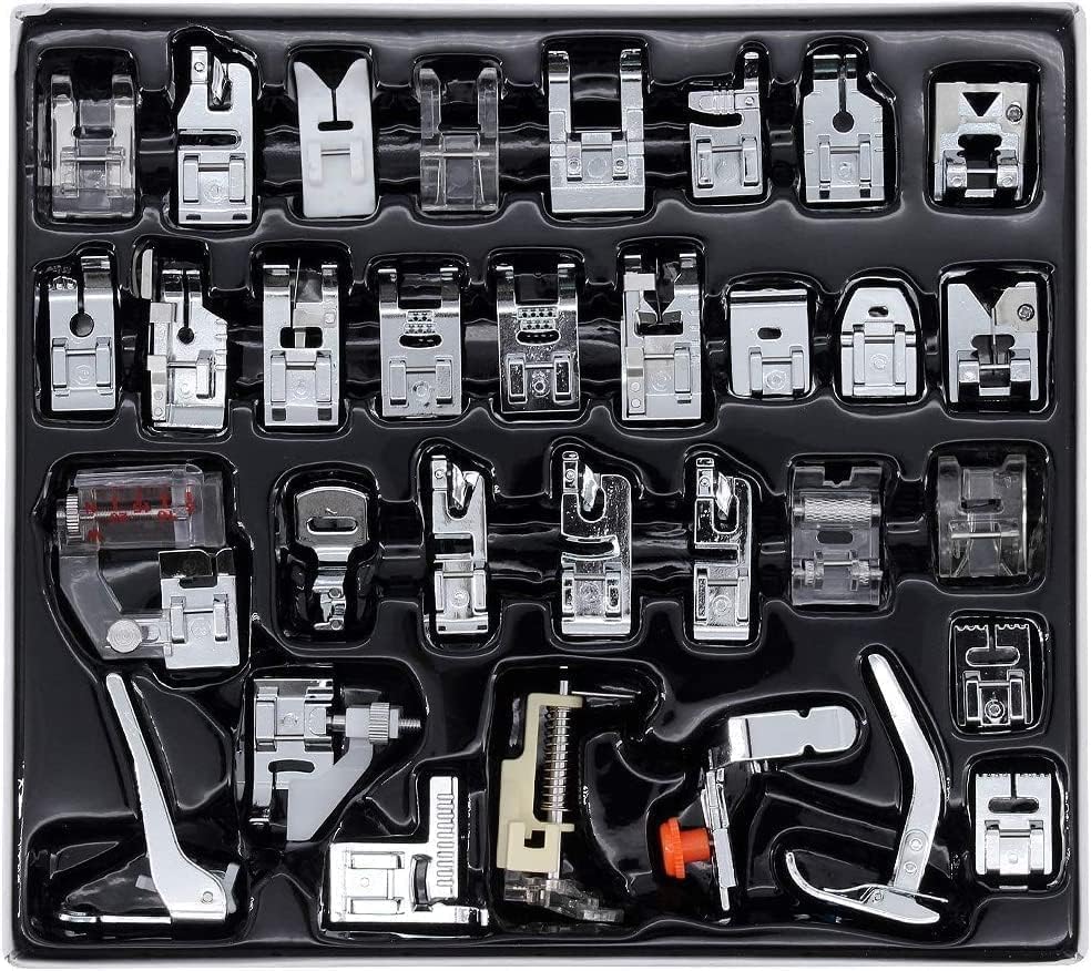 SVNR 32Pcs Sewing Machine Presser Feet Set Walking Foot for Sewing Machine-Fits Brother, Babylock, Singer, Janome, Elna, Toyota, New Home, Simplicity, Kenmore, and White Low Shank Sewing Machines