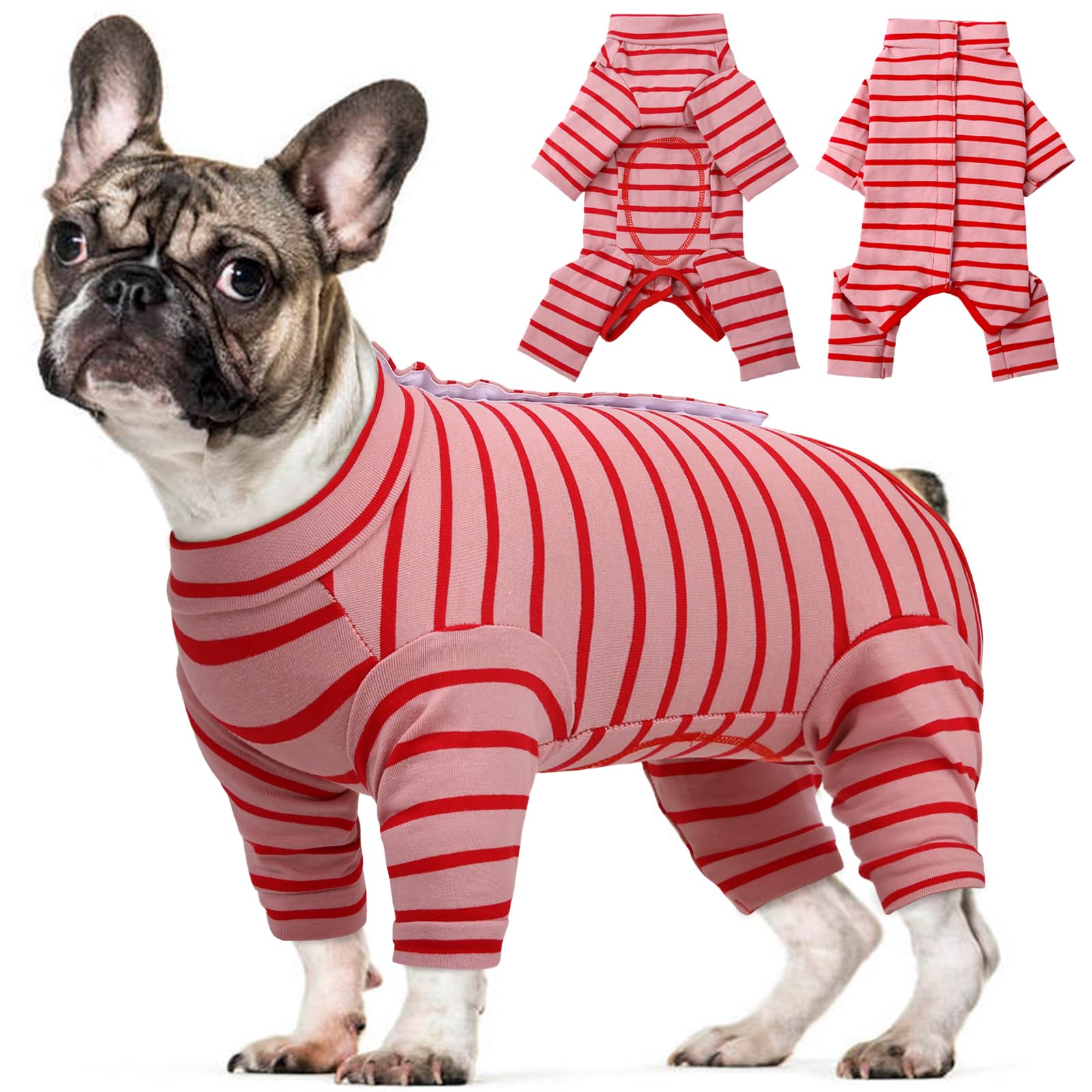 Kuoser Dog Onesie Recovery Suit, Puppy Long Sleeve Bodysuit After Surgery Shirt for Shedding Skin Disease Wound Protection, Pet Pajamas Anti-Licking Cone Alternative for Small Medium Cats Dogs