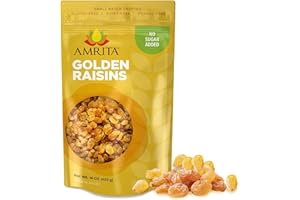 Amrita Golden Raisins 1 lb | No Added Sugar, Naturally Sweet, Gluten Free Dried Sultanas, Kishmish | Packed Fresh in Resealable Bags | Yellow and White Raisins, Vegan Snacks, Healthy Snacks