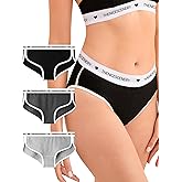THENICESCENERY Womens Underwear Cotton Ladies Bikini Underwear Hipster Panties Soft Breathable Women Briefs 3 PCS