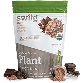 swiig Organic Ancient Grains Plant Protein, Chocolate, 2.72 | 20g plant based protein with essential amino acids from pea, rice, organic quinoa, amaranth &amp; chia; dairy and gluten-free