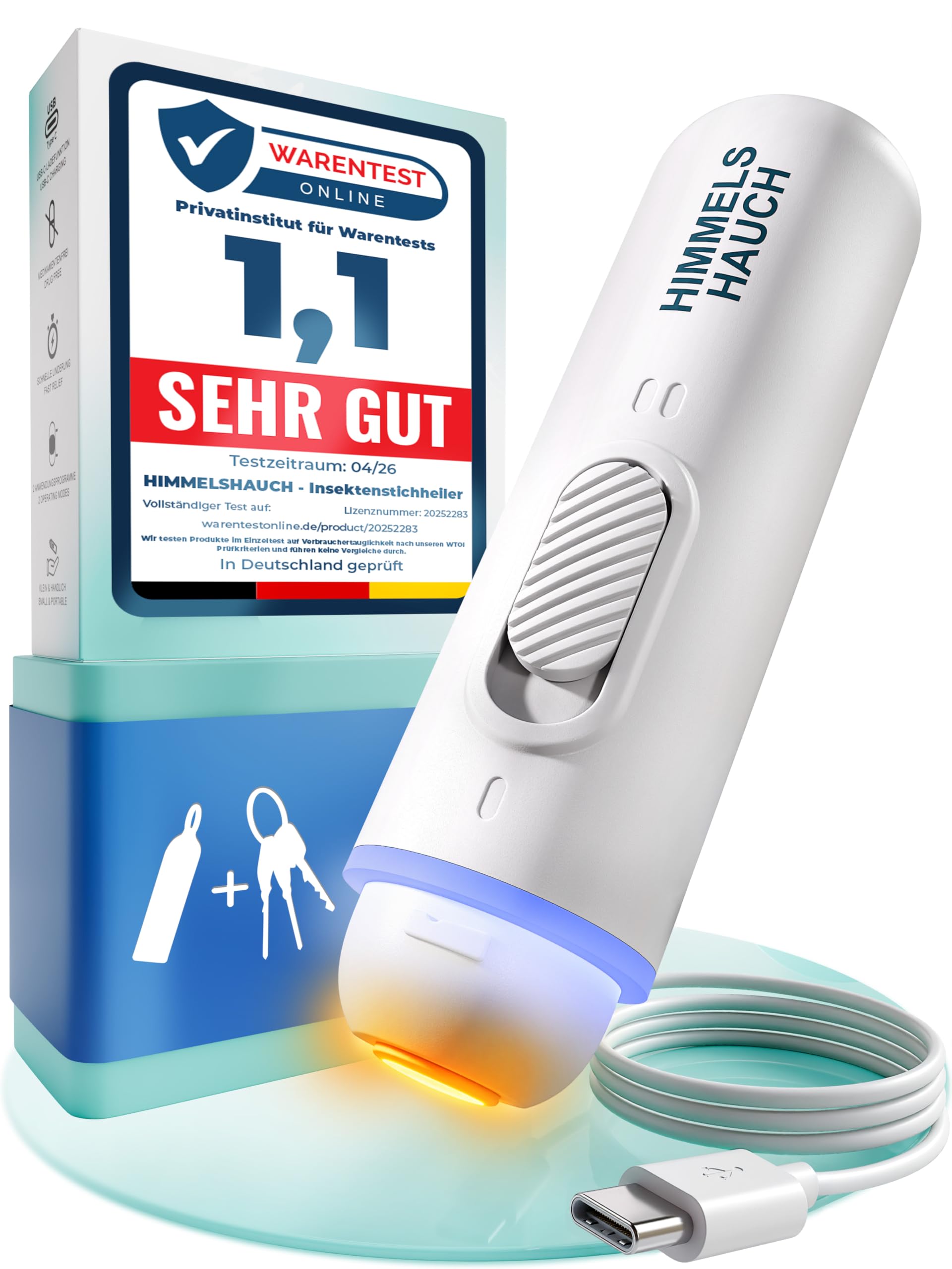 HIMMELSHAUCH MEDICAL Mückenstich Hitzestift | Insektenstichheiler USB C | Elektrischer Stichheiler nach Insektenstichen gegen Wespenstich Gelsenstich Mosquito | Mücken Bite Heat Stift | Mückenstift