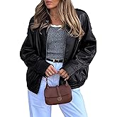 PHISOCKAT Faux Leather Jacket Women Oversized Motorcycle Leather Jackets Trendy Zip Up Fall Bomber Coats 2026 with Pocket