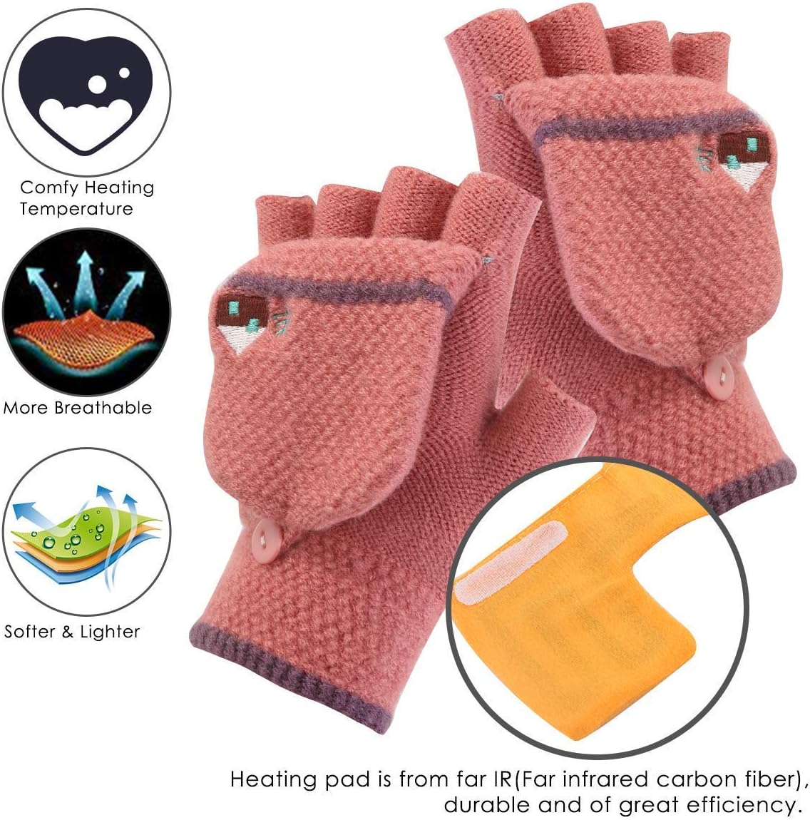 Womens GS91 USB Heated Gloves Laptop USB Powered Knitting Wool Hand