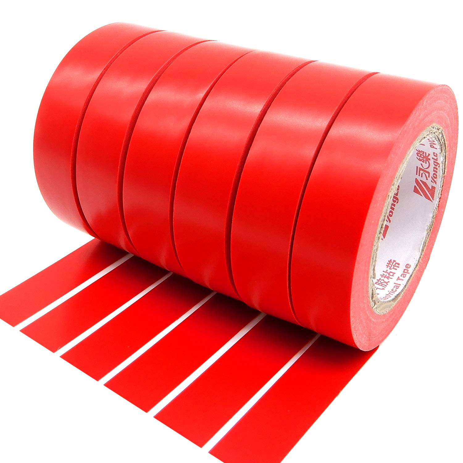 Maveek Electrical Tape 0.6 Inch 15M Red Electrical Insulation Tape, 50 Feet, 6 Pack