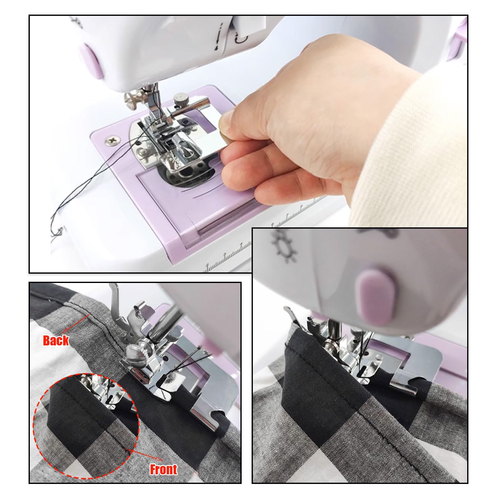7 Pcs Rolled Hem Presser Foot, Hemming Foot Kit for Sewing Rolled Hemmer Presser Foot for Household Multifunctional Sewing Machine