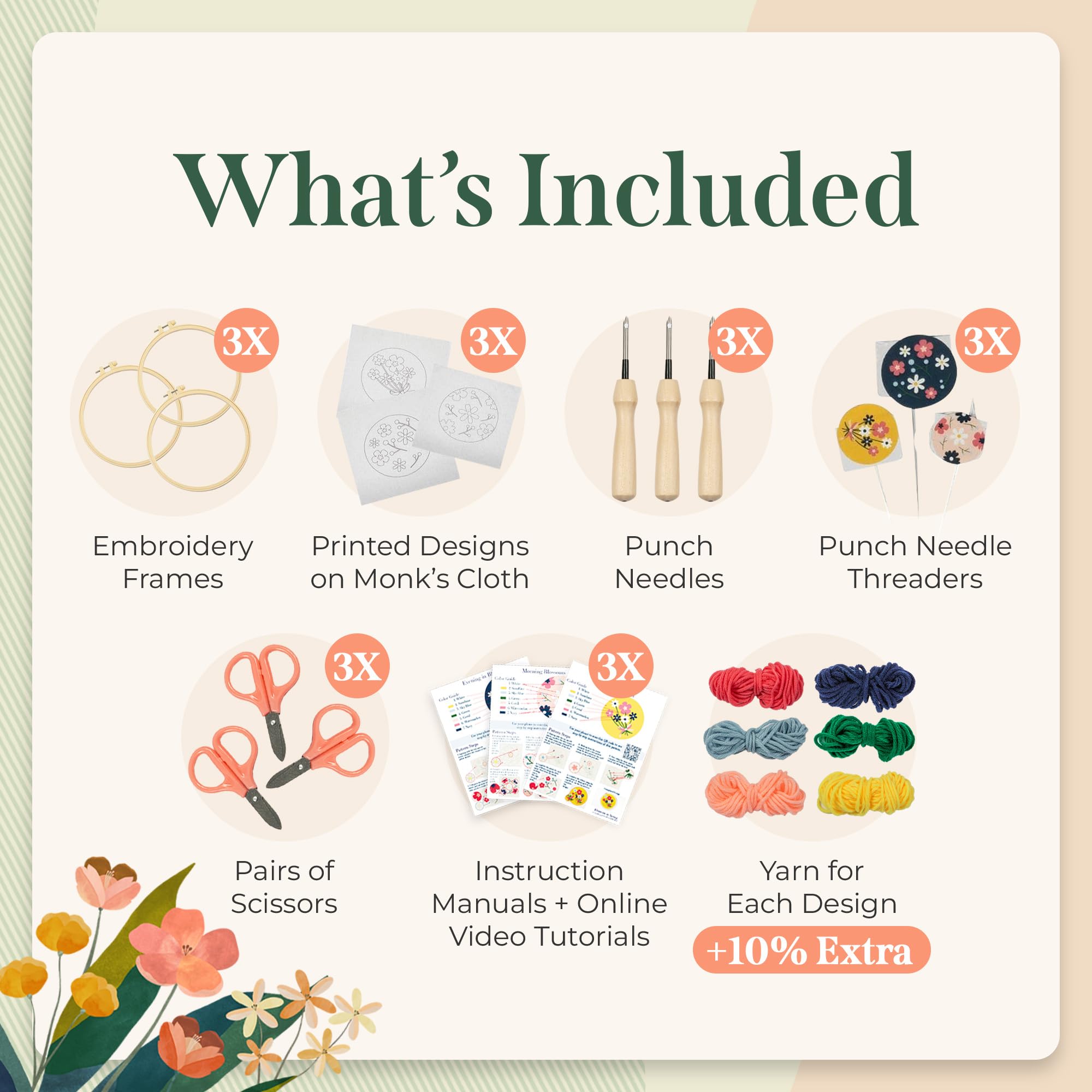 Sterlyng Ash Punch Needle Kit - Beginner Adults Embroidery Kit with Punch Needle Tool, Embroidery Hoop, Patterns, Yarn & Instructions
