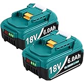 Aoasur 2023 Upgrade Version 6.0Ah Replacement for Makita 18V Battery 2Packs, fits for All Makita 18V Tools and OEM Charger (Blue)