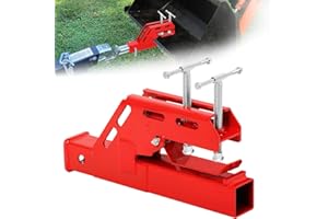 AIWARGOD 2024 New Upgraded Clamp on Trailer Hitch for Tractor, Clamp-on Tractor Bucket Hitch 2" Ball Mount Receiver Adapter for Kubota Tractor Bucket, Bucket Trailer Hitch Attachment, Red