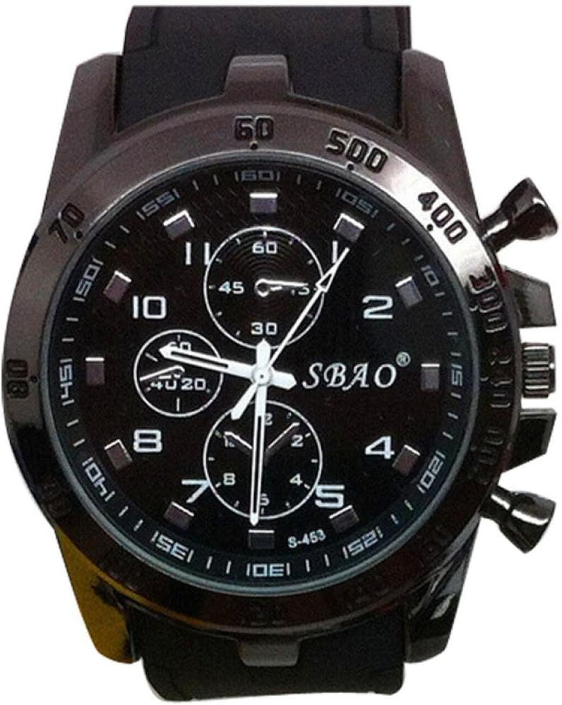 Leather Sport Watch KIOP New Fashion Style Men Wrist Watch (Black)