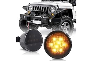 ZJUSDO Jeep Wrangler JK Turn Signal Lights Smoked Lens Amber LED Parking Lights for 2007-2018 Wrangler JK JKU