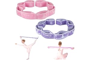 BTAMUD 2 Pcs Kids Stretch Bands Dance Stretching Straps for Children Gymnastics Equipment Dance Training Elastic Band for Kids Multi-Loop Numbered Stretch Band for Ballet Cheerleading-8 Loops