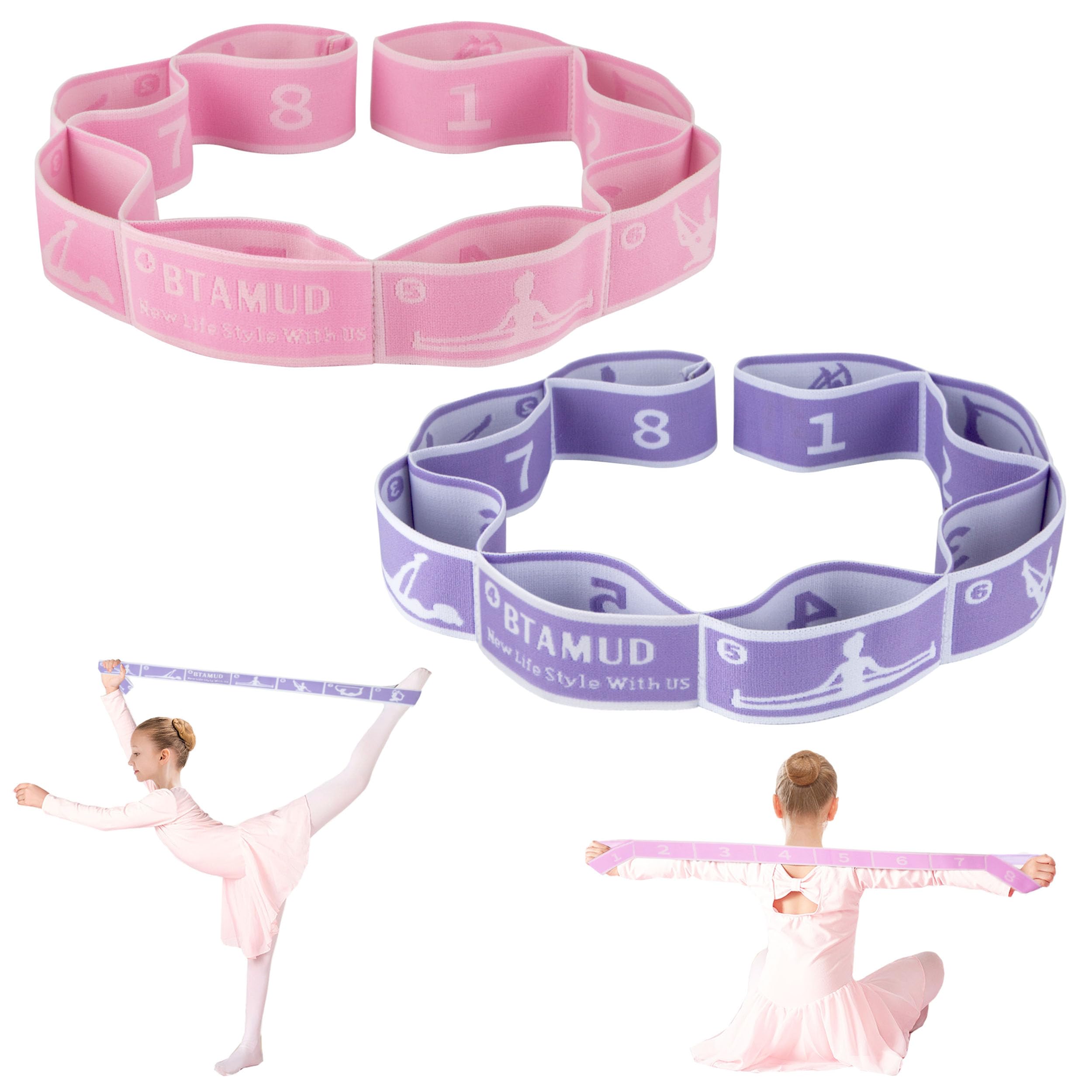 BTAMUD 2 PCS Dance Elastic Band for Kids Stretch Strap Gymnastics Stretching Strap for Children
