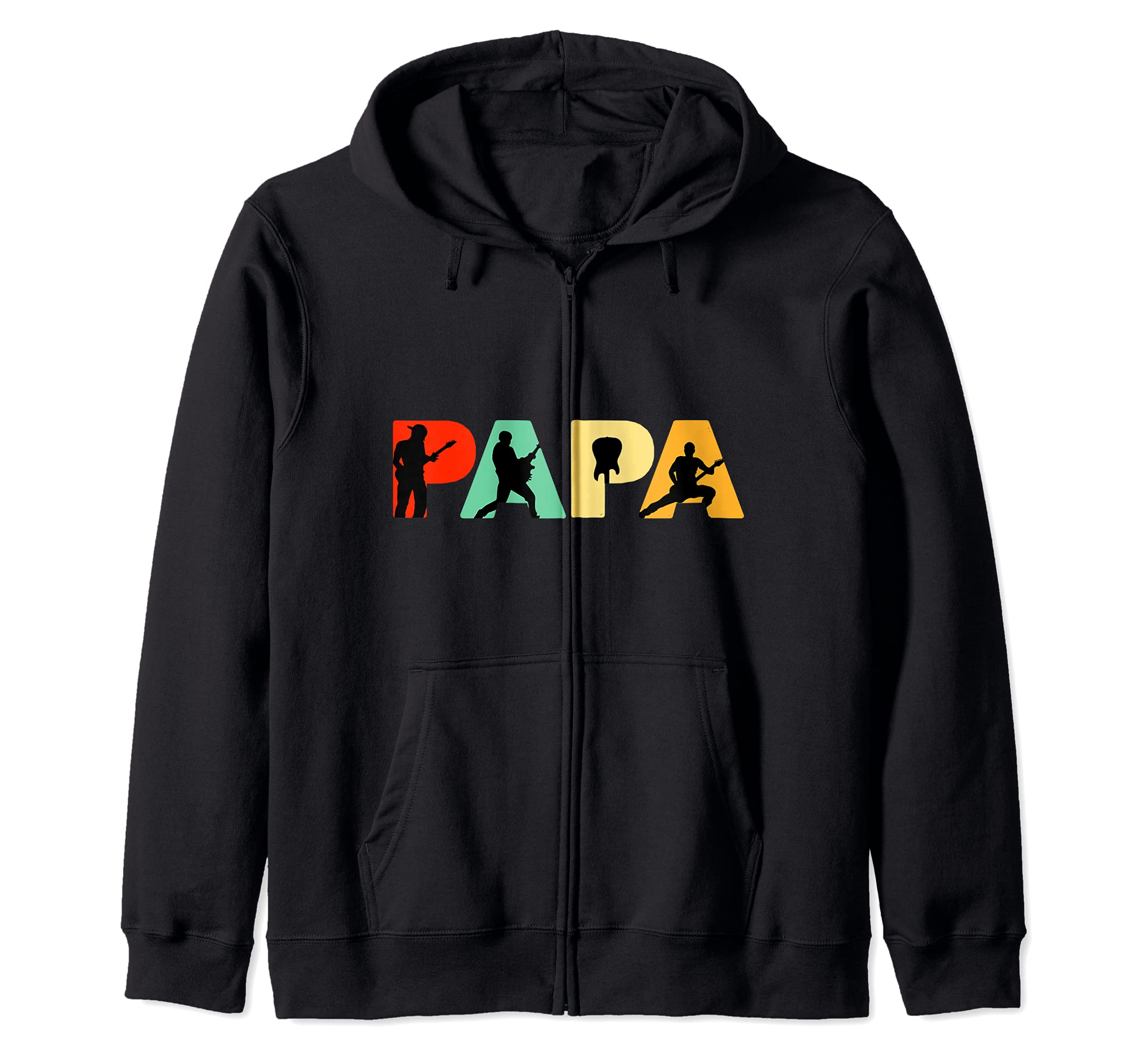 Retro Lead Guitar Dad Funny Papa Lead Guitar Player Zip Hoodie