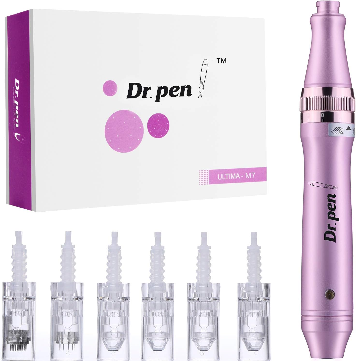 Dr. Pen Ultima M7 Professional Microneedling Pen Kit with 4xNano, 1x12-Pin, 1x36-Pin Replacement Needles Cartridges (Assorted Kit)