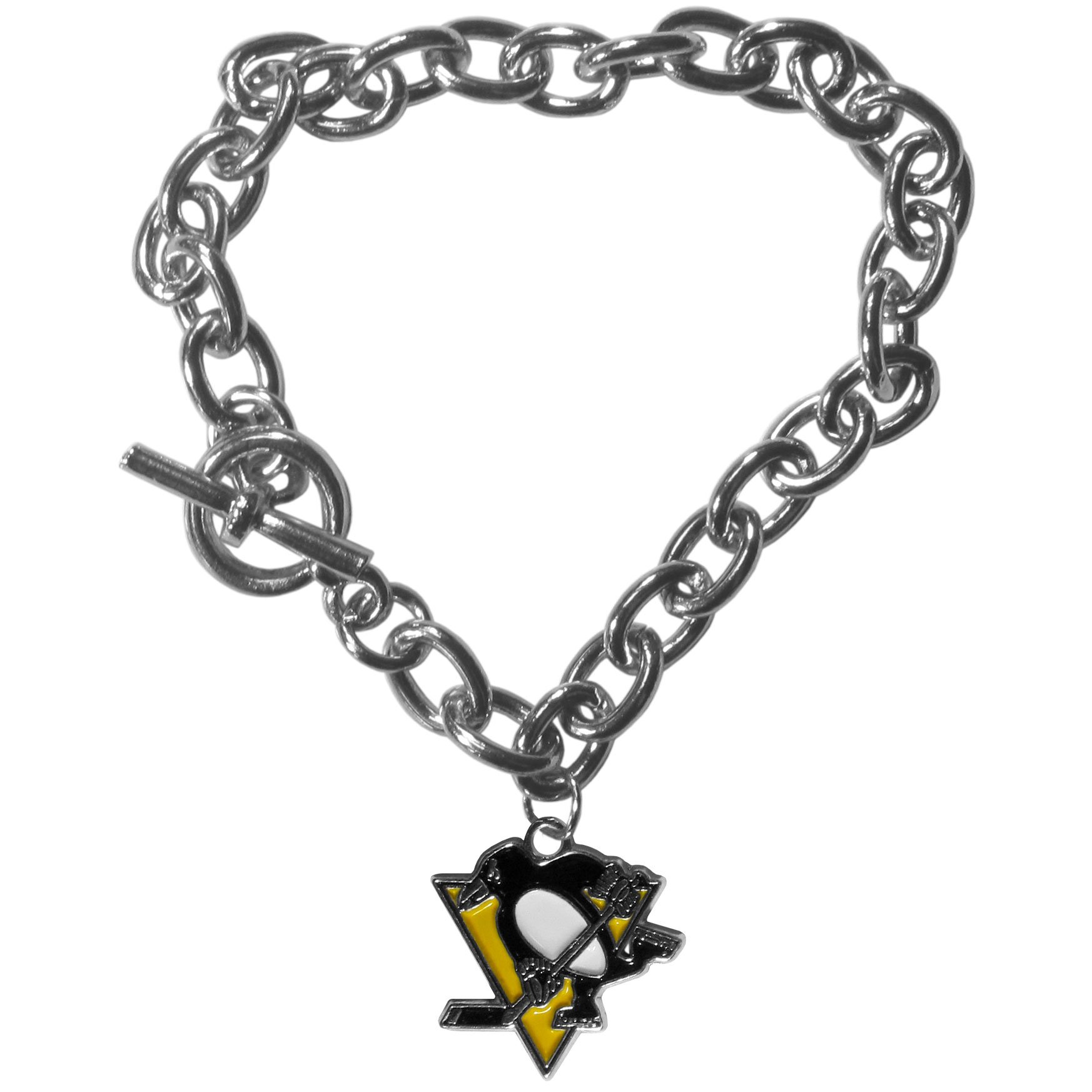 Siskiyou NHL Sports Womens Pittsburgh Penguins Charm Chain Bracelet One Size Team Color, white