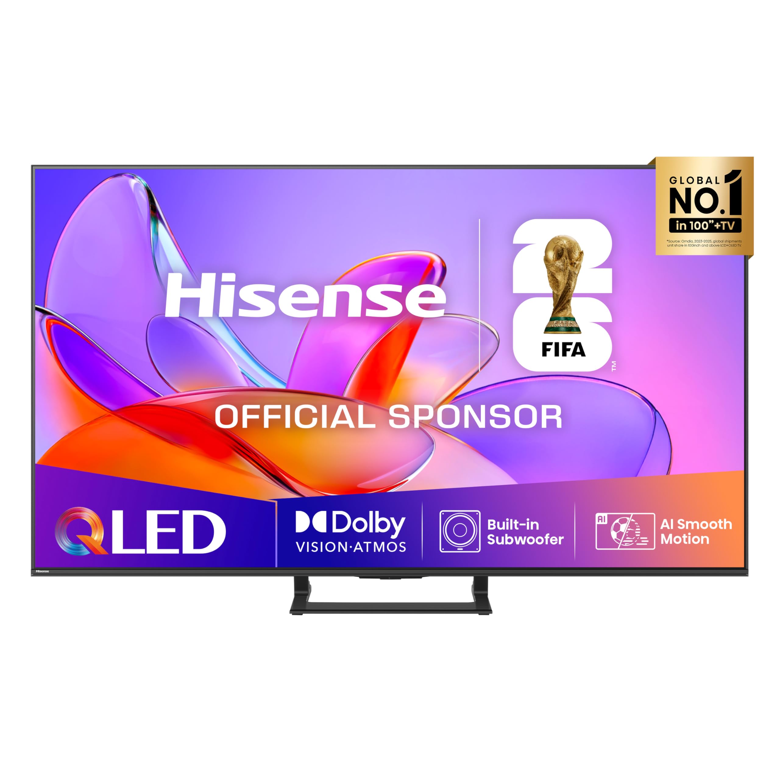 Hisense TV 65" QLED 4K 2025 65A72Q, Smart TV VIDAA U8, Dolby Vision, HDR 10+, Game Mode Plus, Dolby Atmos 2.1 con Subwoofer, Alexa Built-in, VIDAA Voice, Tuner DVB-T2/S2 HEVC 10, lativù 4K, 65''
