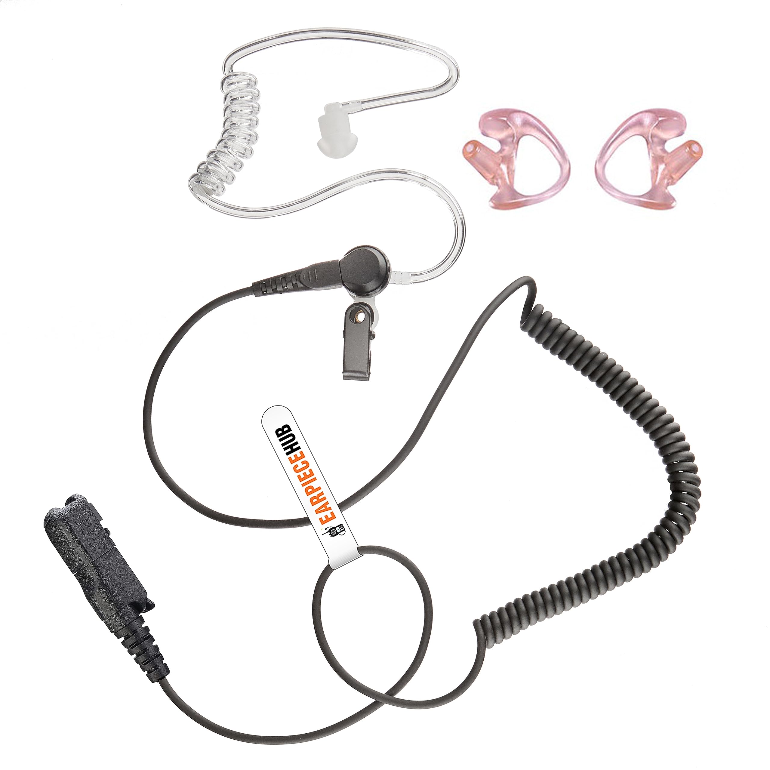 Listen Only Covert Earpiece with Earmoulds Compatible with Motorola Multi Pin DP2000, DP2400, DP2600, DEP550, DEP570, DP3441 Two Way Radio