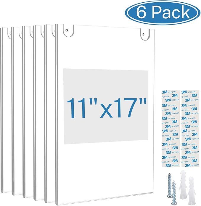 MaxGear Acrylic Sign Holder 11 X 17 Wall Mount Sign Holder