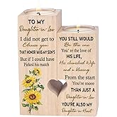 to My Daughter-in-Law from The Start You're More Than JUST A Daughter-in-Law You're Also My Daughter-in-Heart Personalized Wooden Candle Holder for Couple Birthday Candle Decoration