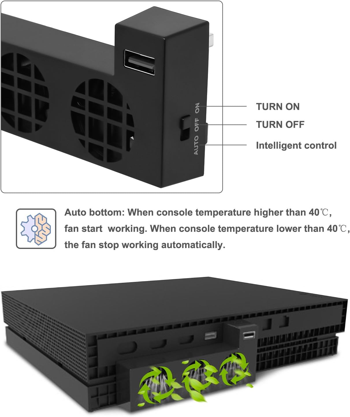 USB Cooling fan for Xbox One X Console,Cooling System for Xbox One X with 3 Cooling Fans and 2.0 USB Port - Only for Xbox one X: Electronics