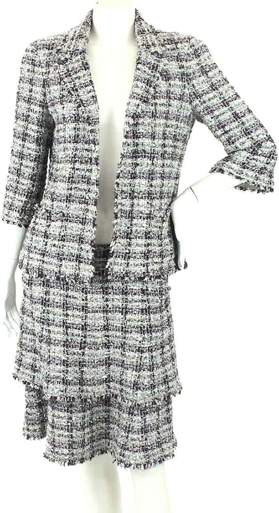 シャネル Chanel ツイード セットアップ スカート チェック 柄 ココ Cc グレー パープル マルチ 40 05a レディース 中古 スカート 通販 Amazon