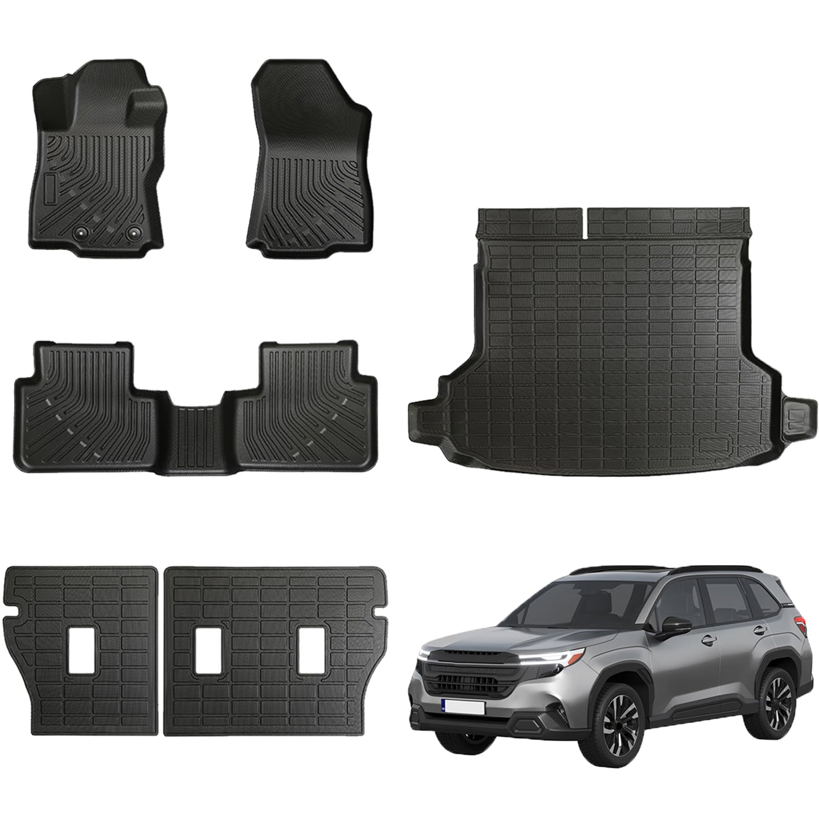 Photo 1 of FormiPow Floor Mats Custom Fit 2025 2026 Subaru Forester (Not for Hybrid & Wilderness), All Weather TPE Odorless Front & 2nd Row Trunk Mat Backrest Mat for 2025 Subaru Forester Accessories