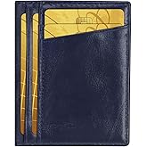 Unaone Slim Minimalist Wallet - Premium Leather RFID Blocking Front Pocket Wallets with 8 Card Slots and 2 ID Window, Dark Blue
