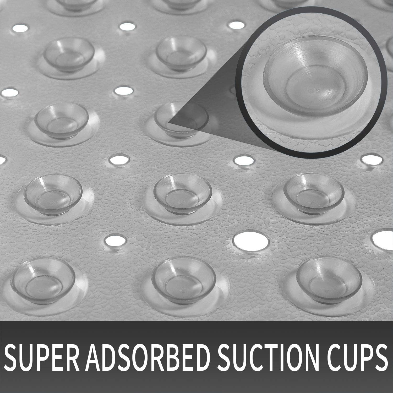 Yimobra Shower Mat for Bathtub, 21 x 21 Inches Bath Tub Square Mats, Non-Slip with Drain Holes, Suction Cups, BPA, Latex, Phthalate Free, Machine Washable, Clear Gray: Home & Kitchen