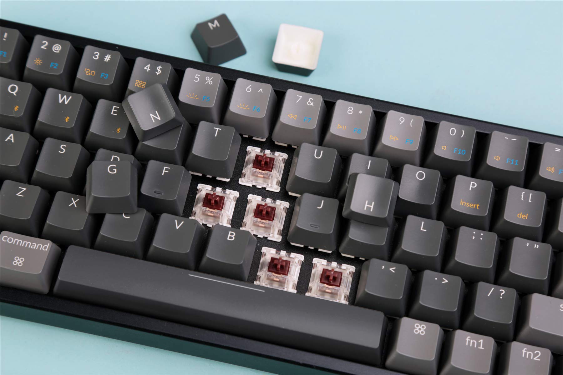Keychron K6 68-Key Wireless Bluetooth/USB Wired Gaming Mechanical Keyboard, Compact 65% Layout RGB LED Backlit N-Key Rollover Aluminum Frame for Mac Windows, Gateron G Pro Yellow Switch